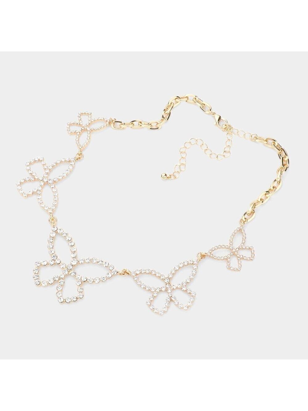 NEW Butterfly Crystal Golden Necklace Y2K